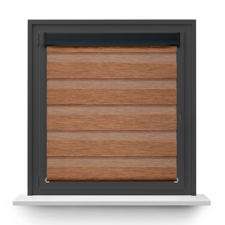 Roleta w kasecie PCV Dzień Noc Przyciemniająca Bahama II Drewnopodobna bez prowadnic Brązowa 15
