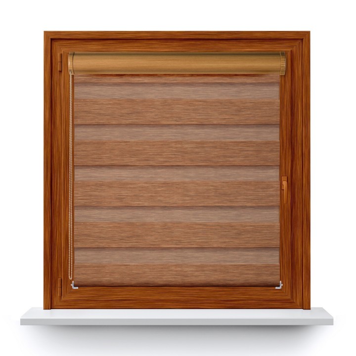 Roleta w kasecie PCV Dzień Noc Przyciemniająca Bahama II Drewnopodobna bez prowadnic Brązowa 15