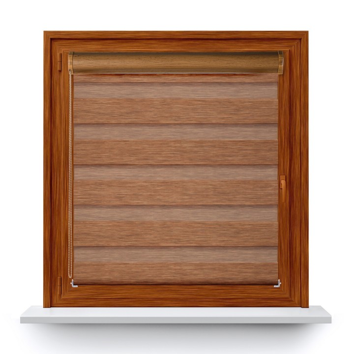 Roleta w kasecie PCV Dzień Noc Przyciemniająca Bahama II Drewnopodobna bez prowadnic Brązowa 15