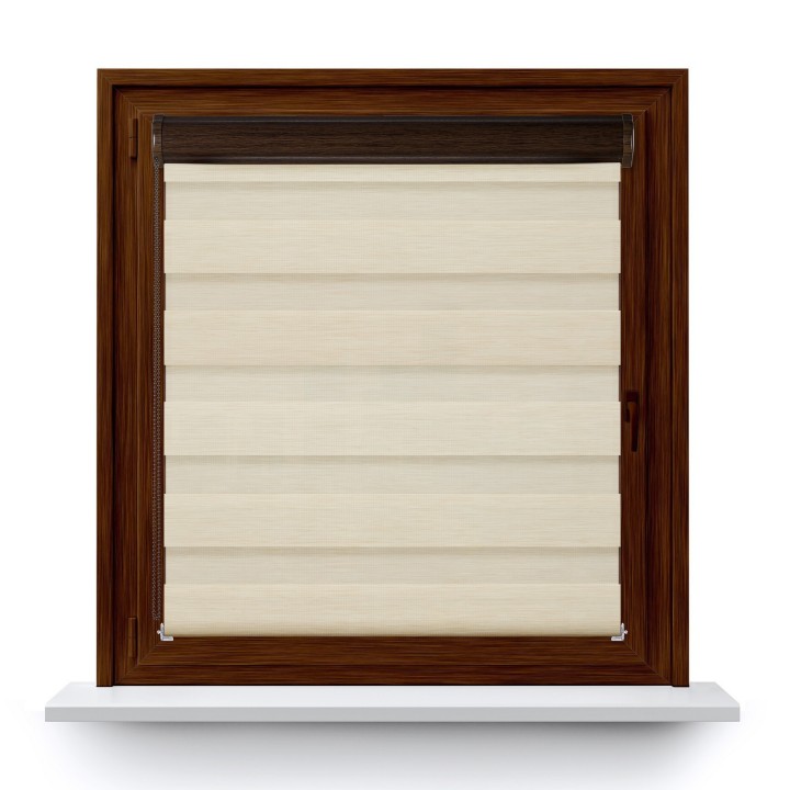 Roleta w kasecie PCV Dzień Noc Przyciemniająca Bahama II Drewnopodobna bez prowadnic Beżowa 13