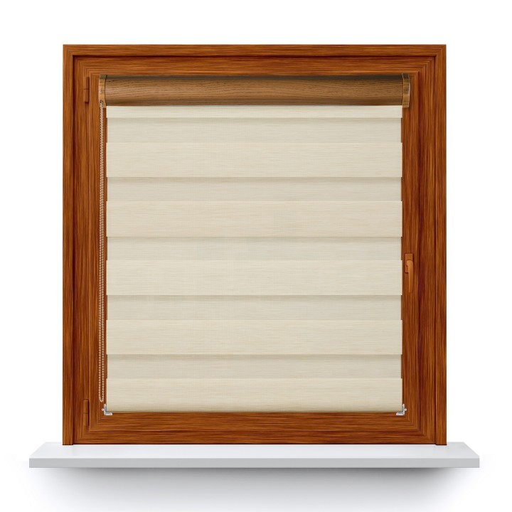Roleta w kasecie PCV Dzień Noc Przyciemniająca Bahama II Drewnopodobna bez prowadnic Beżowa 13