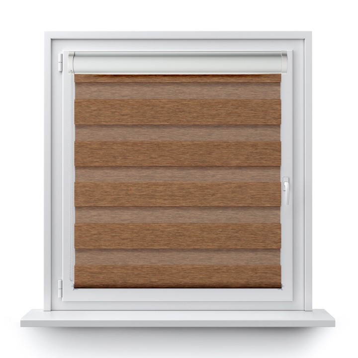 Roleta w kasecie PCV Dzień Noc Przyciemniająca Bahama XV z prowadnicą Jasno Brązowa Drewnopodobna Bh1503
