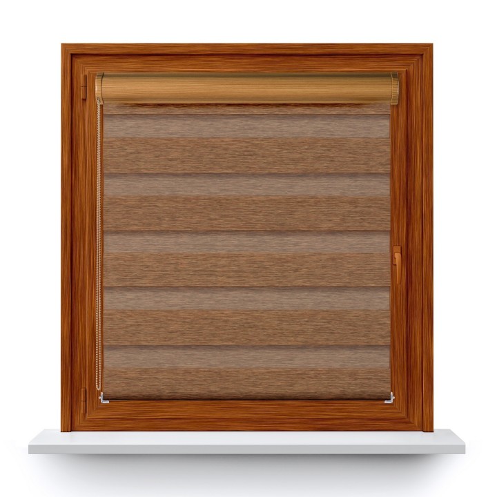 Roleta w kasecie PCV Dzień Noc Przyciemniająca Bahama XV z prowadnicą Jasno Brązowa Drewnopodobna Bh1503