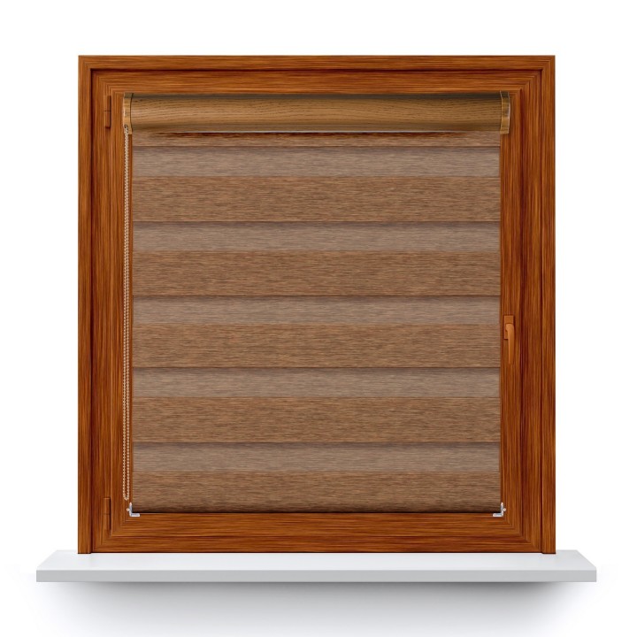 Roleta w kasecie PCV Dzień Noc Przyciemniająca Bahama XV z prowadnicą Jasno Brązowa Drewnopodobna Bh1503