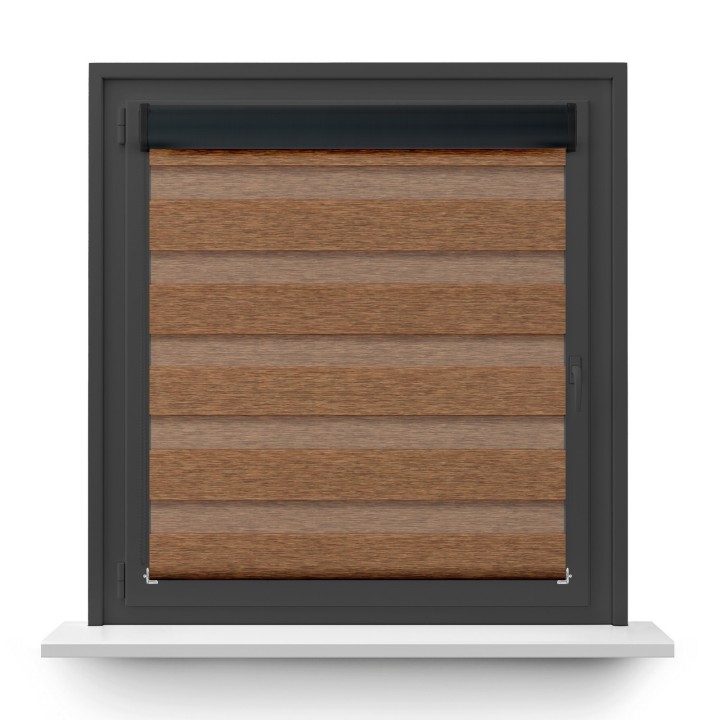 Roleta w kasecie PCV Dzień Noc Przyciemniająca Bahama XV bez prowadnic Jasno Brązowa Drewnopodobna Bh1503