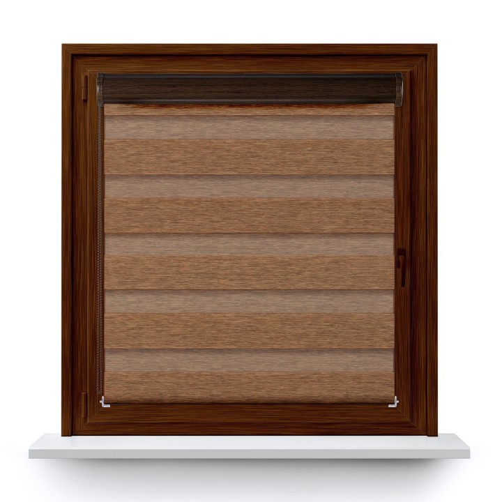 Roleta w kasecie PCV Dzień Noc Przyciemniająca Bahama XV bez prowadnic Jasno Brązowa Drewnopodobna Bh1503