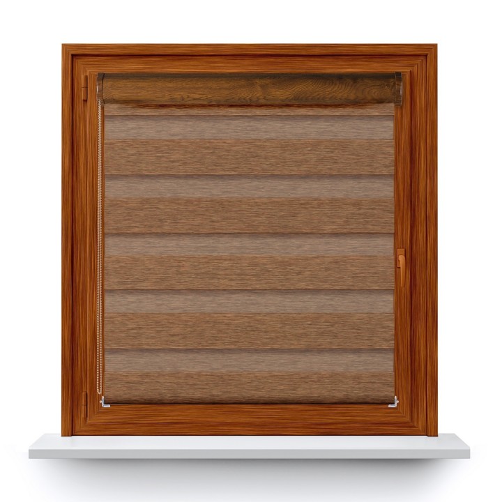 Roleta w kasecie PCV Dzień Noc Przyciemniająca Bahama XV bez prowadnic Jasno Brązowa Drewnopodobna Bh1503