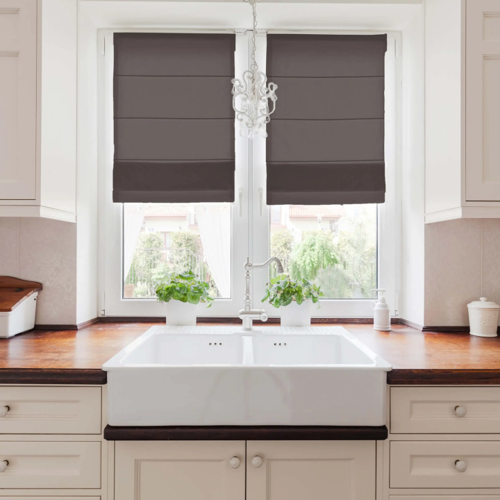 Roleta rzymska Tkanina Rzymska Przyciemniająca Rzymska Ciemnoszara