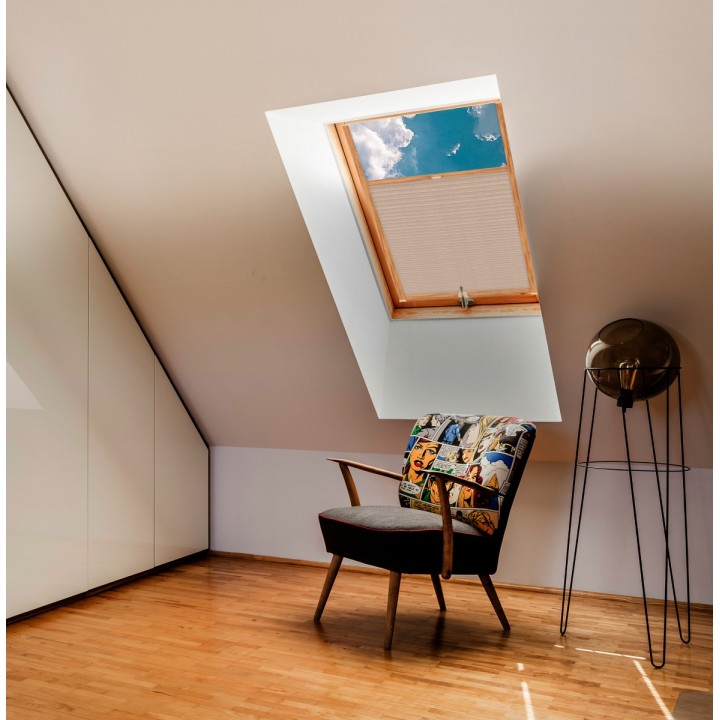 Plisa dachowa Gnieciona Przyciemniająca Ciemnobeżowa 933