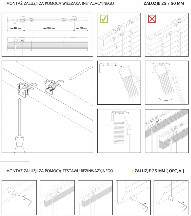 instruckja montażu żaluzji drewnianej 