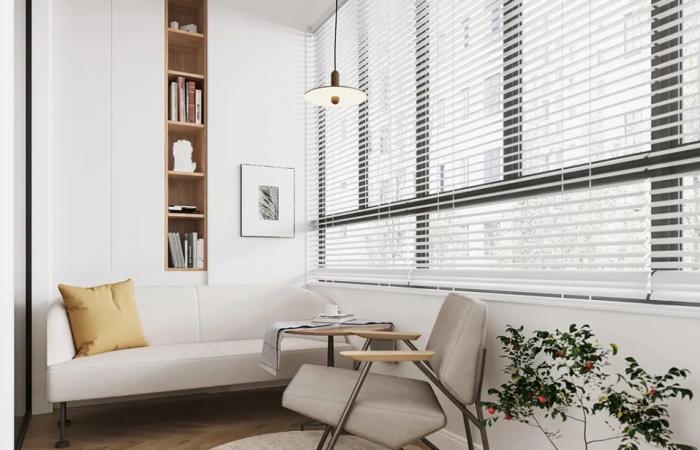 Żaluzje drewniane białe