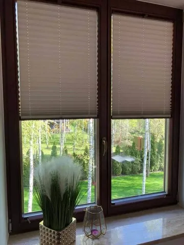 Plisa Inwazyjna Zaciemniająca Premium Srebrny z profilem Orzech.